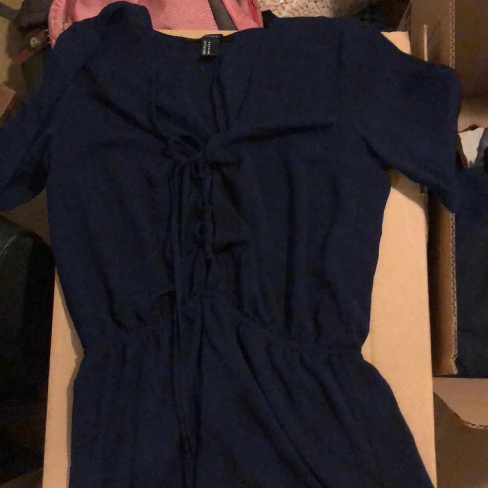 Navy blue romper with long sleeves